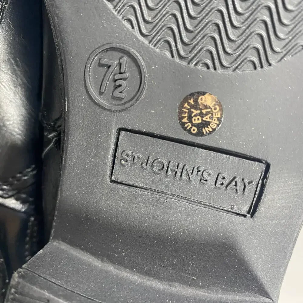 St. John's Bay Douglas Black Knee High Riding Boots Size 7.5 Women NWOB